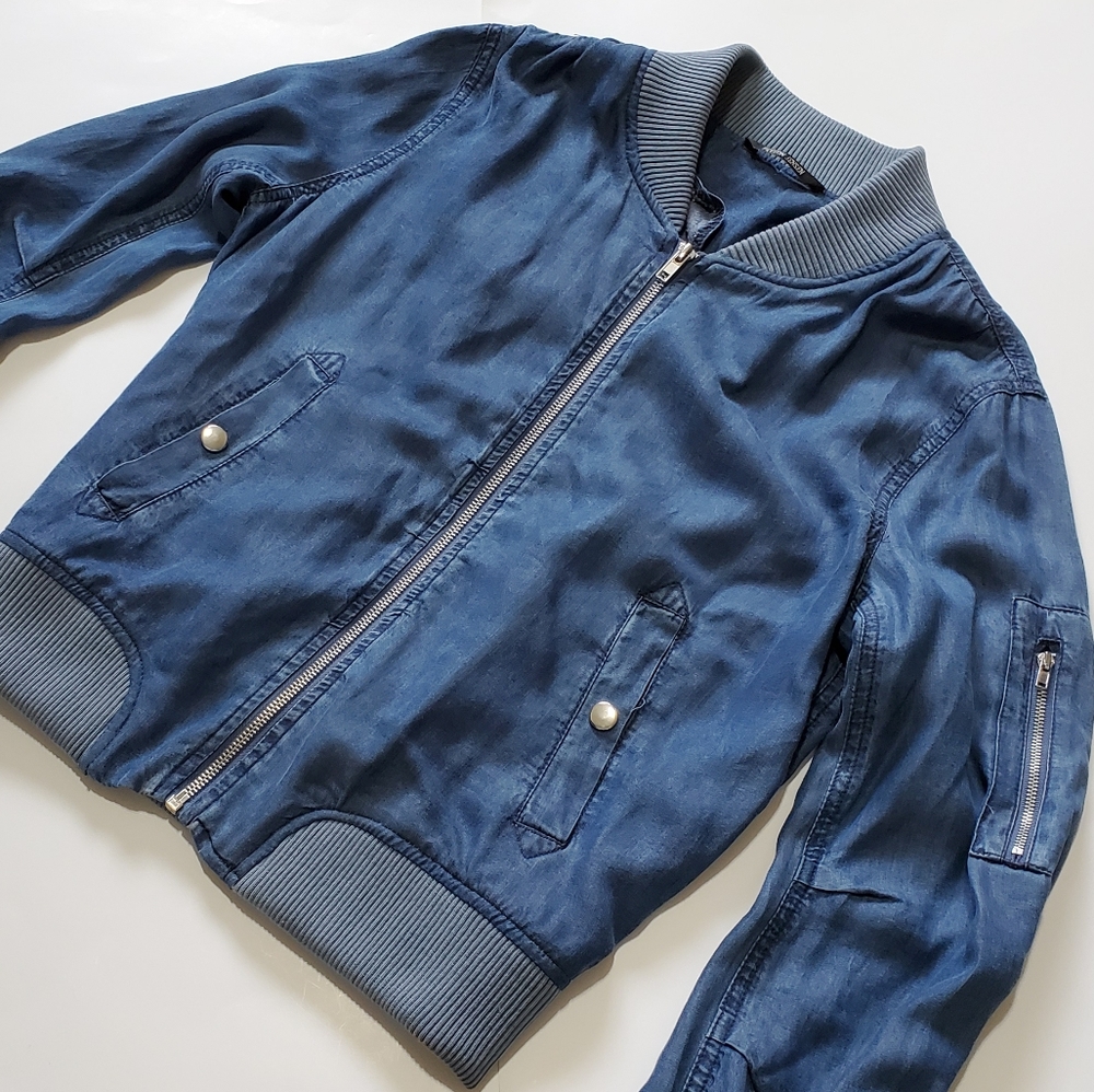 Peyton Jensen Denim Bomber Jacket Size XS